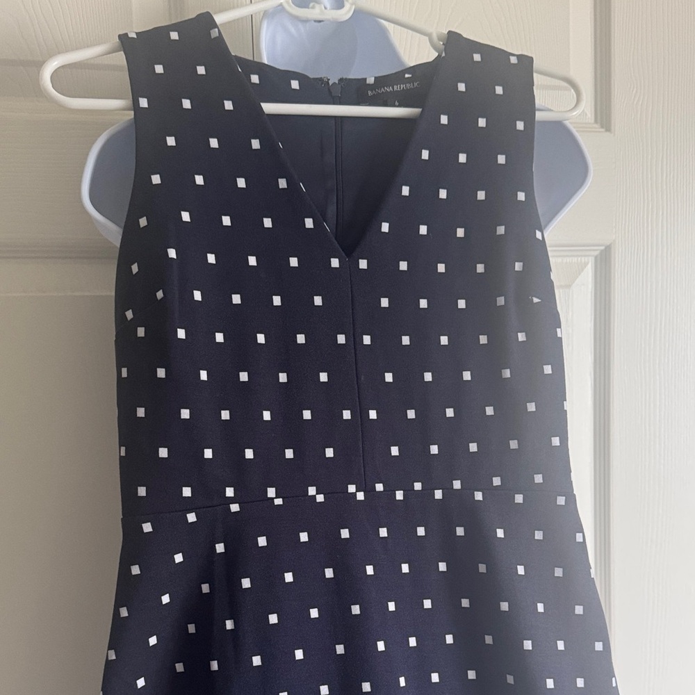 Banana Republic Navy and White Square Pattern Mini Dress